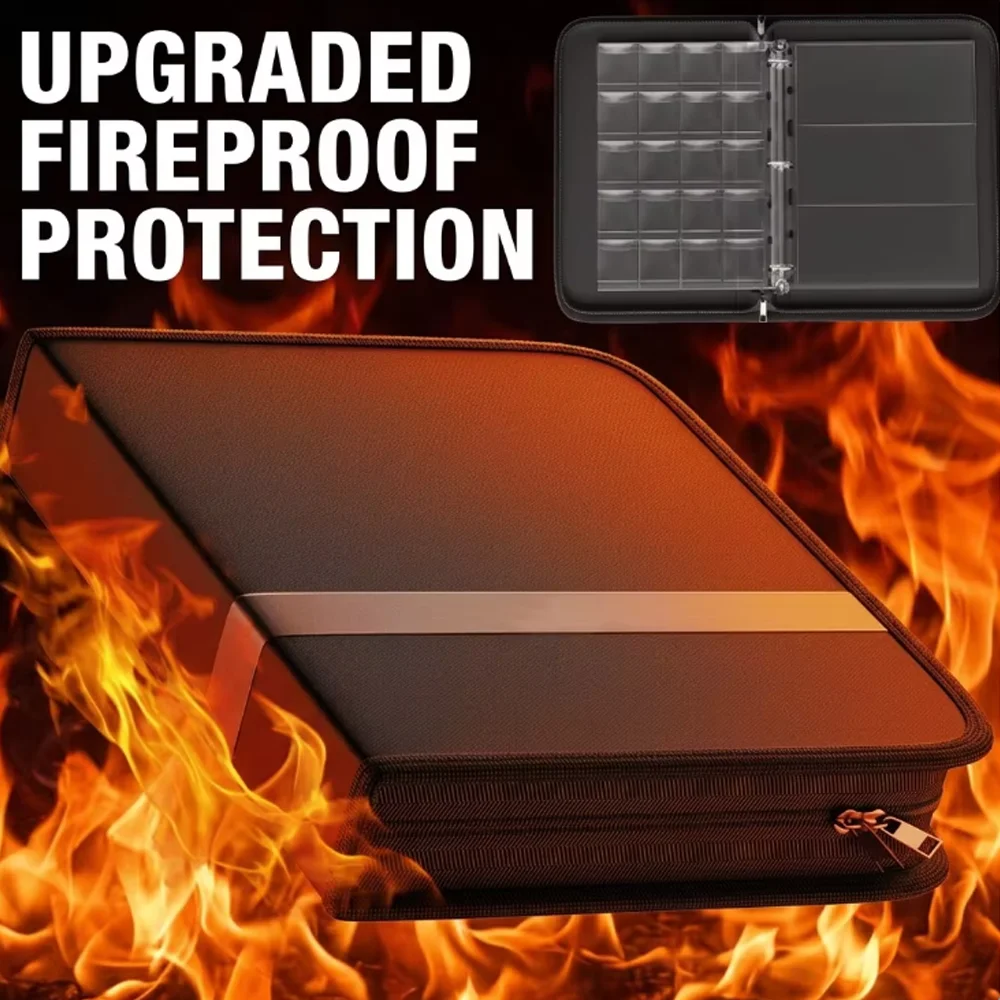 Fireproof Banknote and Coin Storage Folder Ring-Bound Binder, Office Supplies—Holds banknotes, coins, collectible stamps