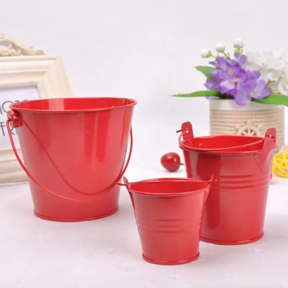 

Tinplate Iron Flower Pot Iron Art Pastoral Flower Barrel Miniatures Hook Mini Tinplate Water Bucket Flower Arrangement