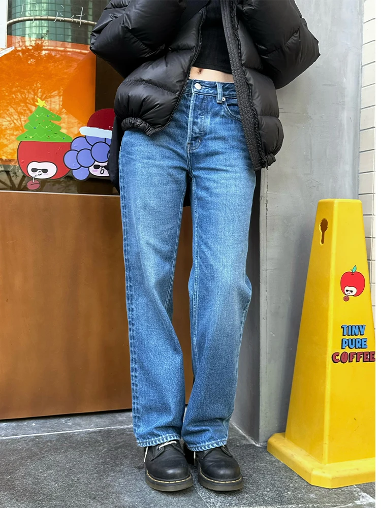 

Классические прямые джинсы, классические джинсовые джинсы SpenPa, удобные хлопковые джинсы с высокой талией, впитывающие пот