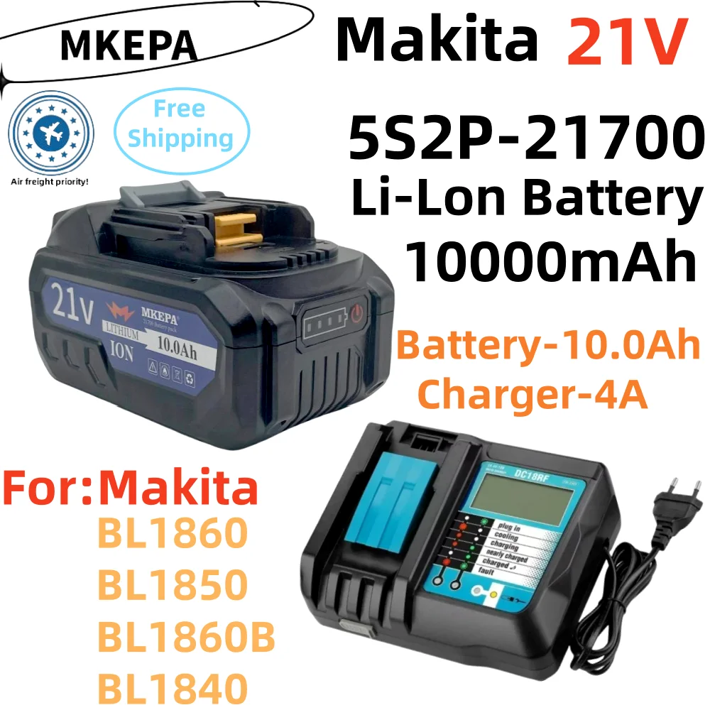 

5S2P 10000mAh 21700 original makita18V BL1830 lithium-ion rechargeable power tool battery 21V BL1860 BL1850 BL1860B BL1840