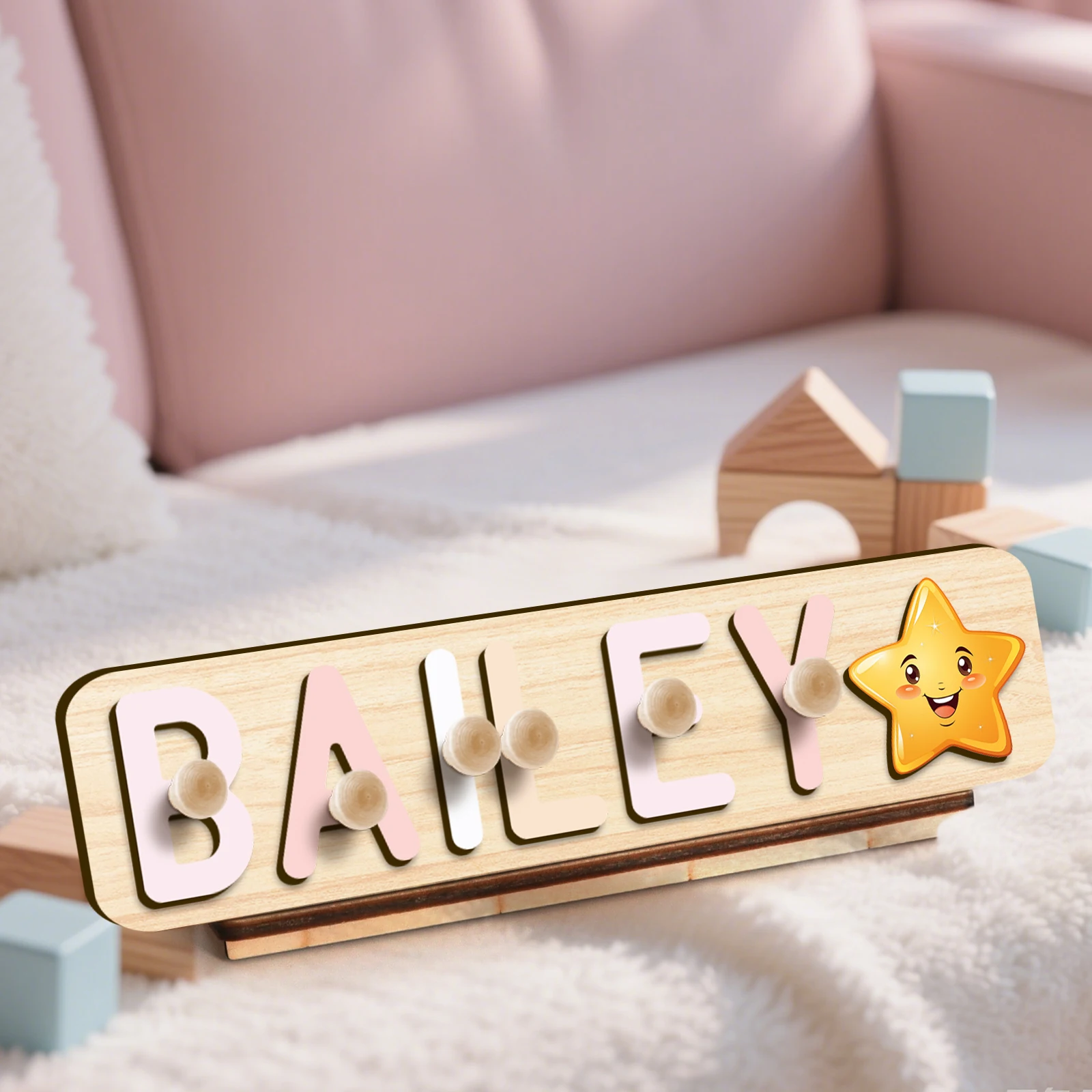 Personalized Custom Wooden Letter Puzzle Gift: Custom Text and Decorative Elements, Creative Assembly Toy and Home Decor