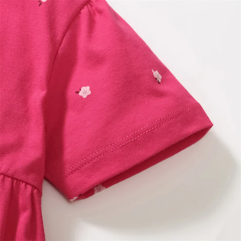 Jumping Meters 2-7 Years Summer Princess Baby Girls Dresses Horse Applique Party Birthday Kids Short Sleeve Clothing