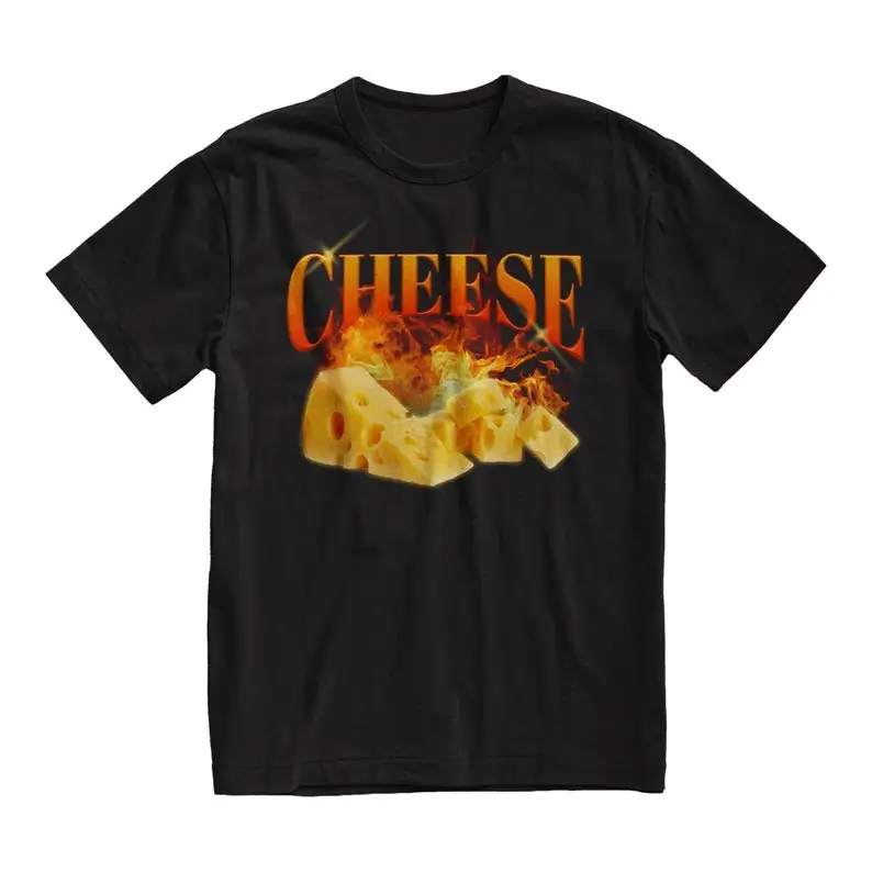 Cheese Tshirt Meme Shirt Funny Tee Y2K Clothing Bootleg Shirt Mens Top Boyfriend Gift Girlfriend Gift