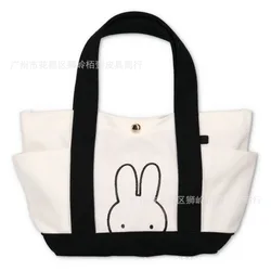 Kawaii Anime Miffy Rabbit New Handbag Canvas Bag Large Capacity Cartoon Cute Handbag Fashion Portable Lunch Bag Gifts for Kids