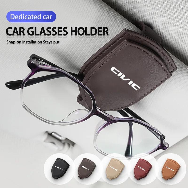 

Car Sun Visor Glasses Holder Clip Nappa Leather Sunglasses Clip For Honda Civic 9 9th 9G 2012 2013 2014 2015 2016 2017 2018