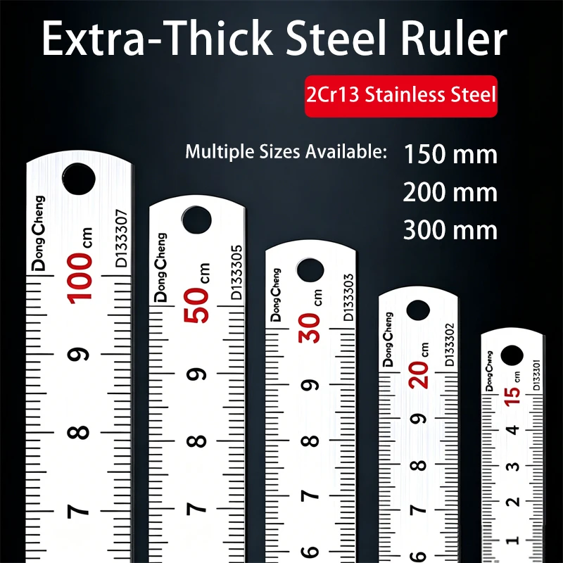 Precision Straight Edge Rule Steel Metal Ruler 150/200/300mm Metric Imperial Measuring Tool for 3D Printing Leather Sewing Craft