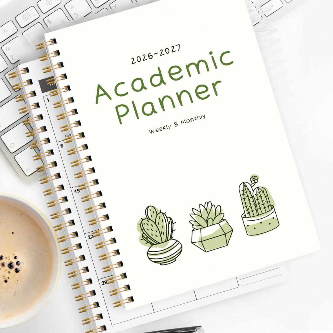 2026-2027 مخطط أسبوعي وشهري A5 – يناير 2026 إلى ديسمبر 2027 منظم حلزوني مع التقويم والملاحظات واللوازم المدرسية والمكتبية