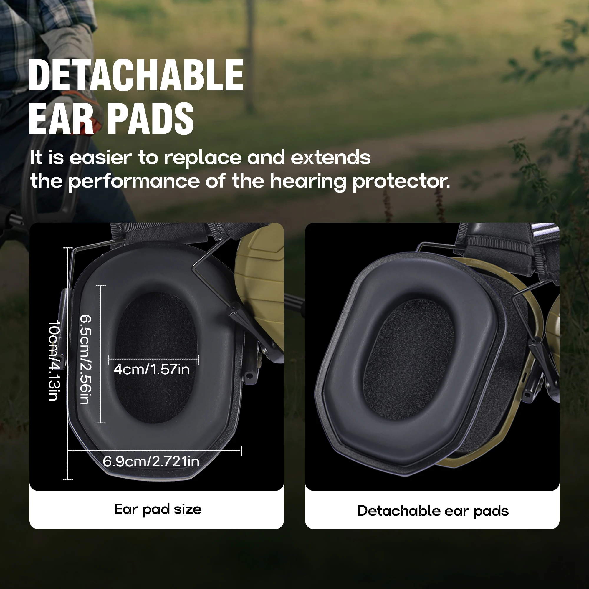 غطاء للأذنين عسكري تكتيكي V40 سماعات حماية السمع لإلغاء الضوضاء السلبية للرماية والصيد #4