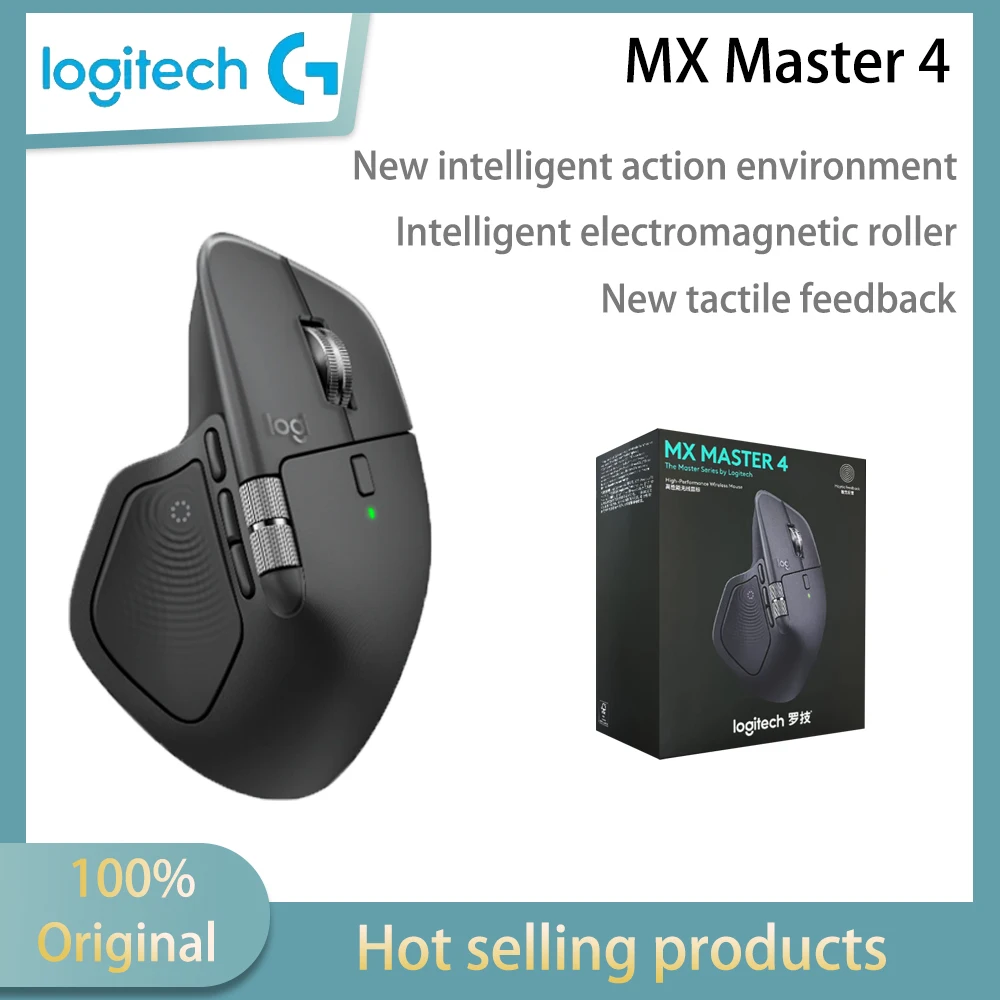 Logitech Master Series MX Master 4 High Performance Wireless Bluetooth Mouse with New Tactile Feedback and Wireless Receiver
