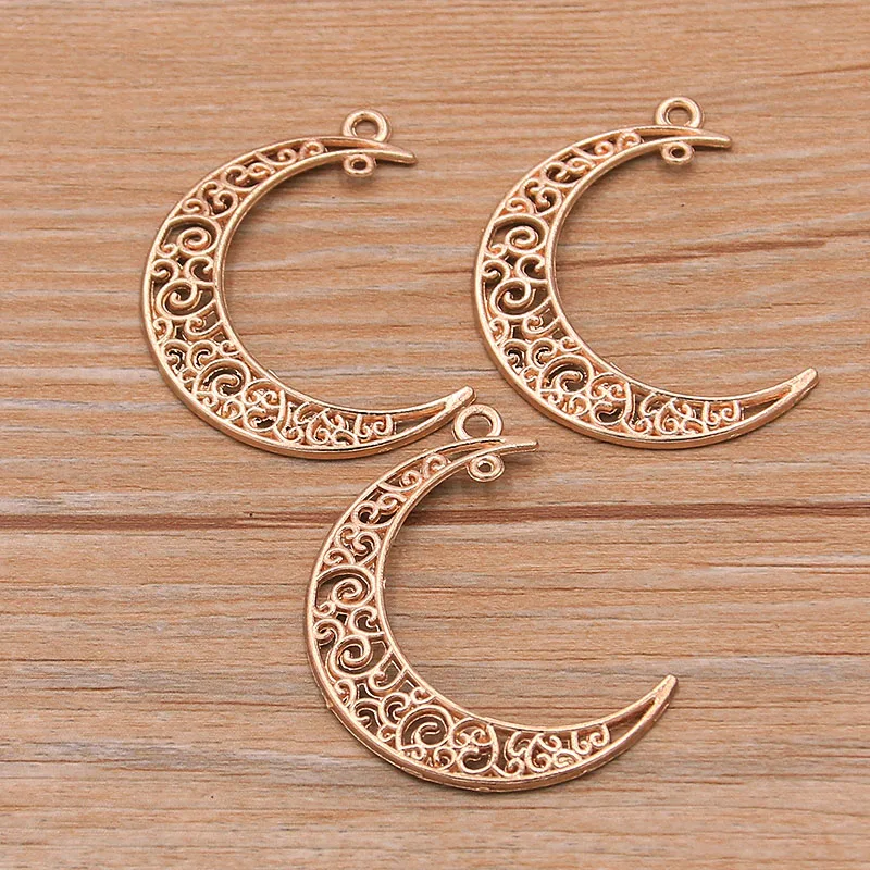 10 Uds. 33*40mm 8 colores hueco Luna encanto Metal Navidad boda colgante para DIY collar pulsera pendientes bolsa fabricación de joyas