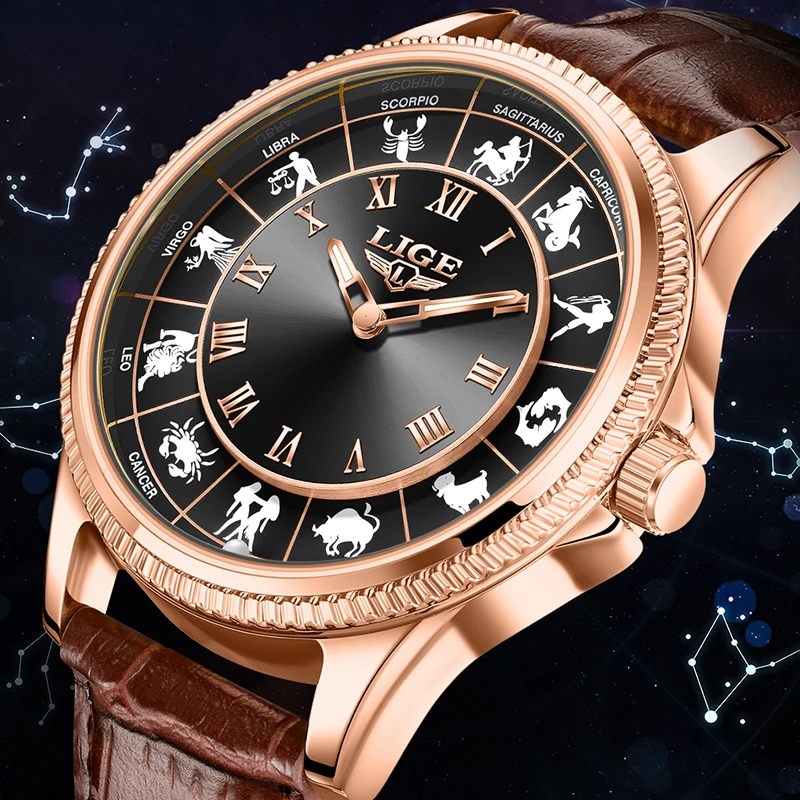 

LIGE watches for men Features quartz wristwatch luminous leather fashion luxury Men's watches relogios masculino Men's Gift+BOX