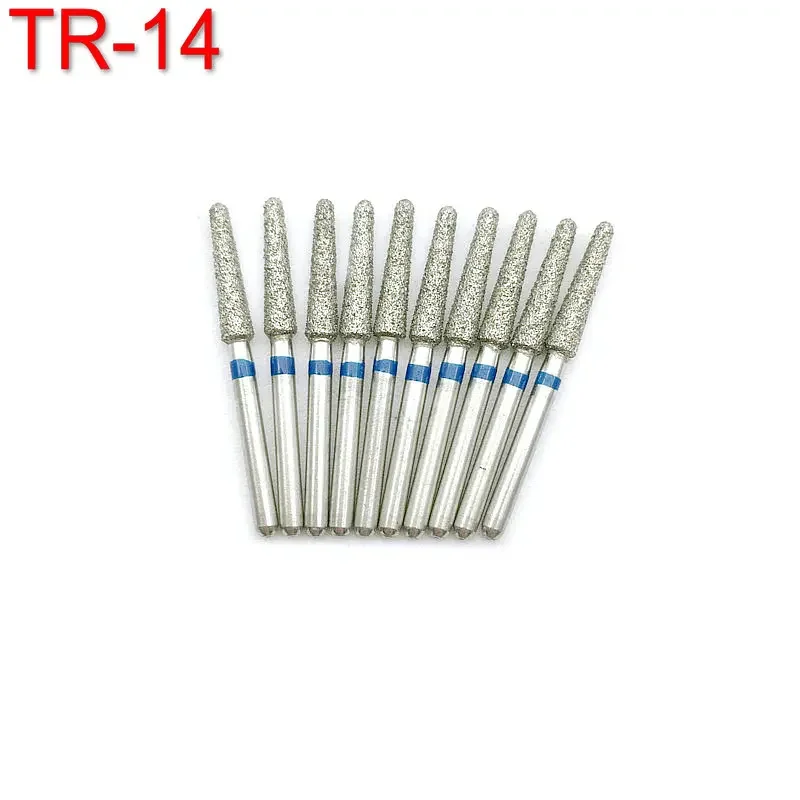 10pcs Dental Lab Diamond Burs Drill Polishing Smoothing Whitening for High Speed Handpiece TR-14