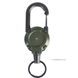Retractable Heavy Duty Pull Reel Carabiner Key Chains Steel Wire Rope Buckle Spring Key Ring Outdoor Sporty Fishing Accessories