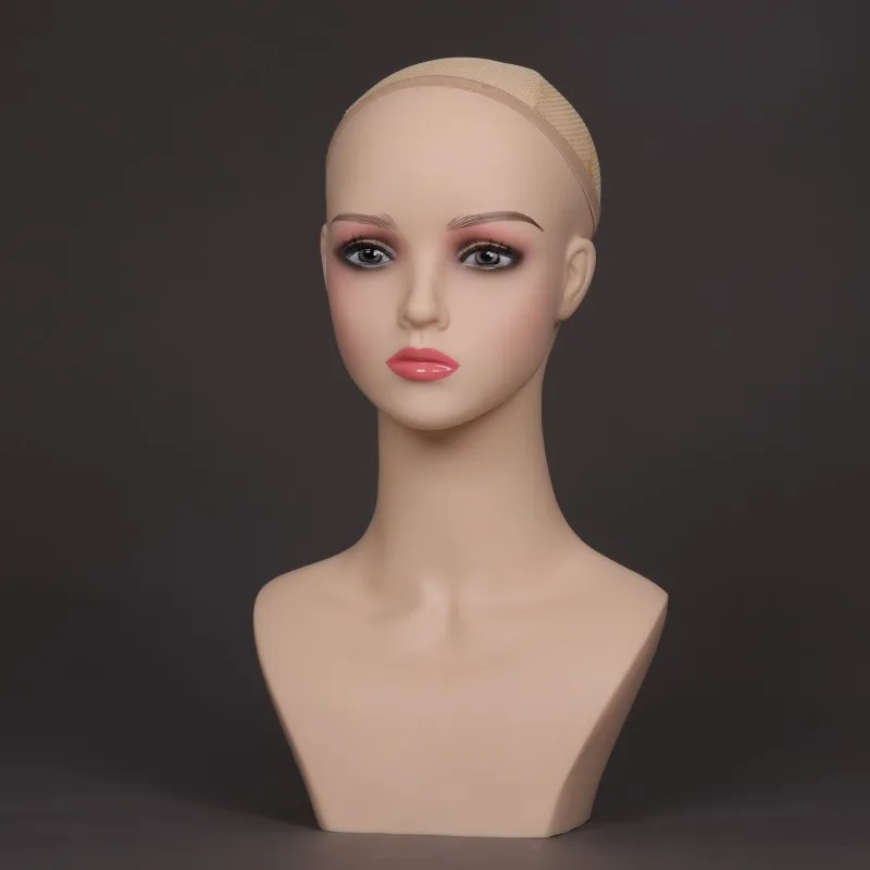 Mannequin Head With Makeup For Wigs Jewelry Display Pink Makeup Glam Mannequin Head Female Hair Mannequin Head Without Shoulder