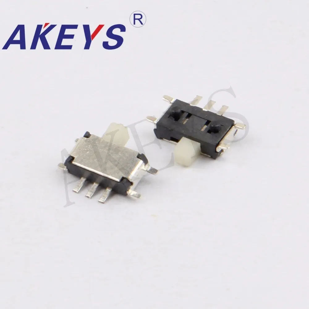 100pcs MSKT-12C00 MINI slide switch 1P2T SPDT 7 pin SMD SMT mini toggle switches yellow white