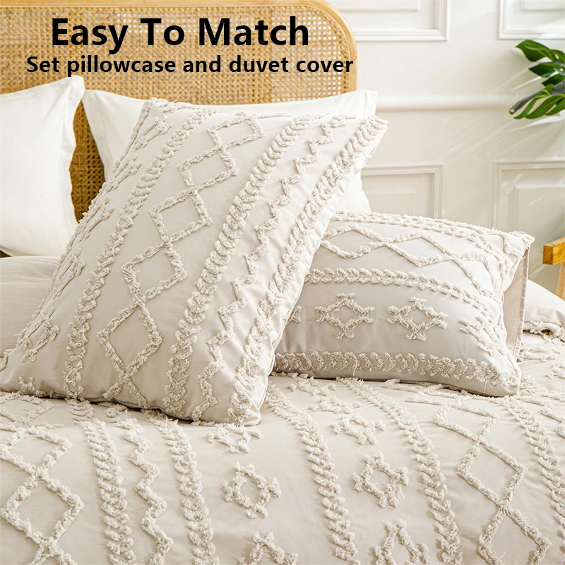 Soft and Warm Solid Color Bohemian Cut Flower Three Piece Set Includes 1 or 2 Pillowcases in Multiple Sizes for Winter Bedding