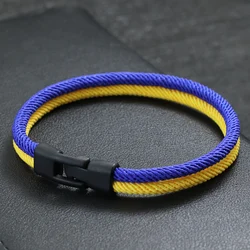 Minimalist Ukrainian Symbol Bracelet Men Bicolor Blue Yellow Lucky Rope Braclet Viking Bangle Gift For Him Festival Accessories