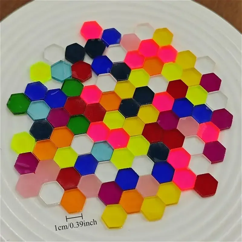 

Around 107pcs Soft Acrylic Mosaic Tiles Hexagon Mix Colorful Tiles DIY Mosaic Making for Craft Arts Accessories 179