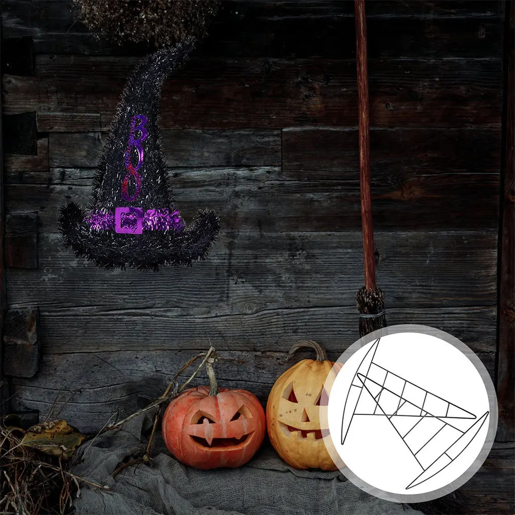

3pcs Metal Witch Hat Wreath Frame 34X32Cm Black Halloween Diy Floral Hoop Form Iron Wire For Door Wall Holiday Decor