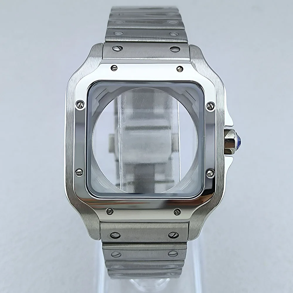 NH35 Square Watch Case 38mm Case Roman Dial Automatic Mechanical Men's Watch Stainless Steel Case Fit NH35 Accessories Case