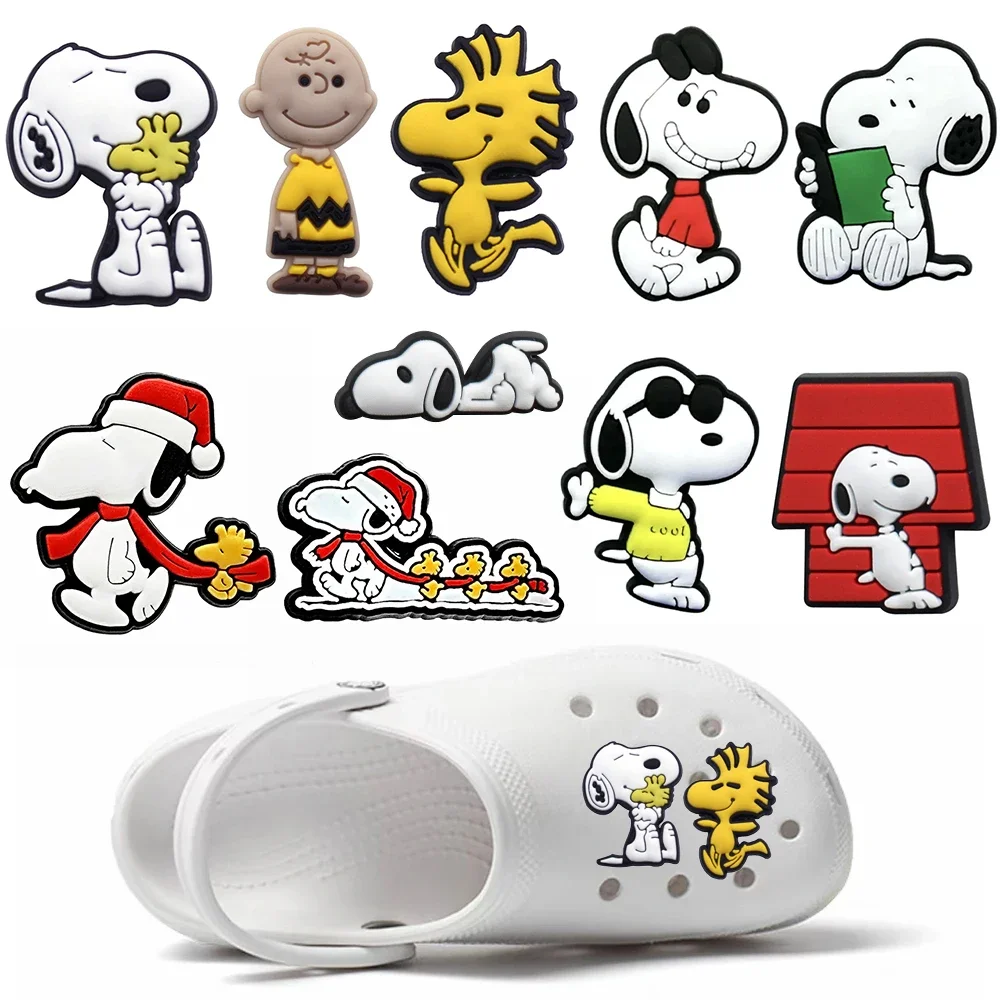 MINISO Snoppies ayakkabı Charms karikatür takunya sandalet PVC ayakkabı süslemeleri aksesuarları toka çocuklar noel doğum günü hediyeleri