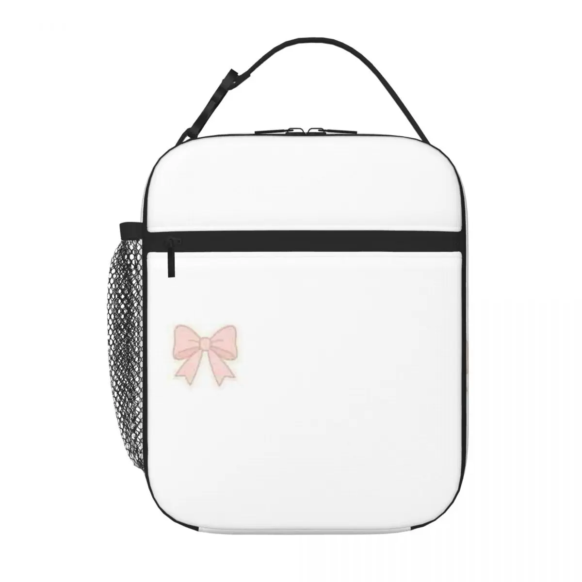 Bestselling Cute Pink Ribbon Bow Sticker Floral Large Lunch Bag Kid Outdoor Class Meal Prep Bag