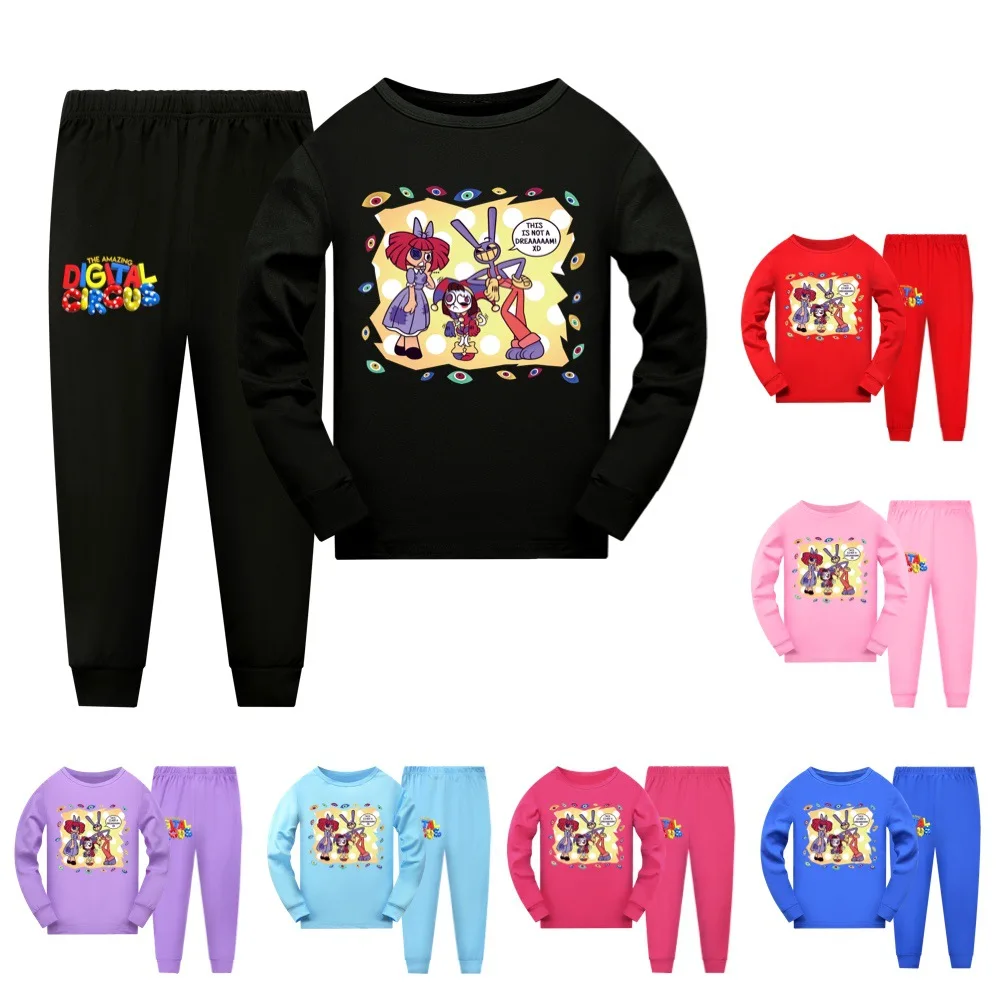 

The Amazing Digital Circus Child Pajama Set Kids Clothes Girls Tracksuit Teenage Boys Long Sleeve T Shirt+Pants Suit Sleepwear