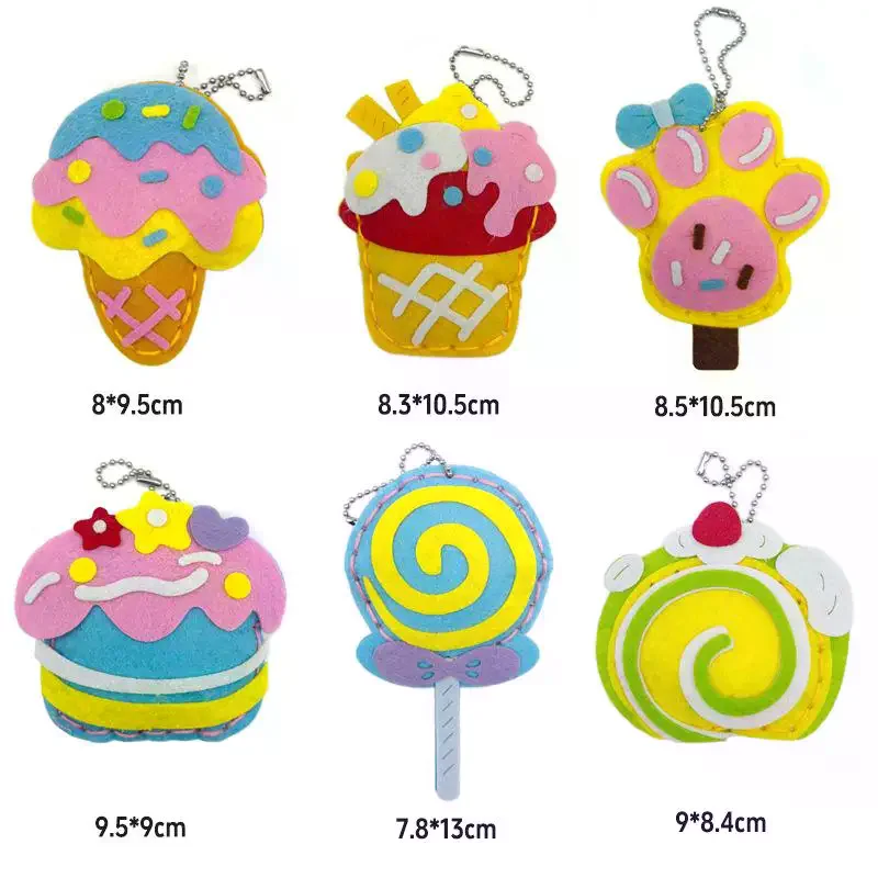 1 Set Wallet Charm Craft Cute Dessert Cake DIY Sewing Kit Creative Handmade Gift For Girls Best Friends Birthday