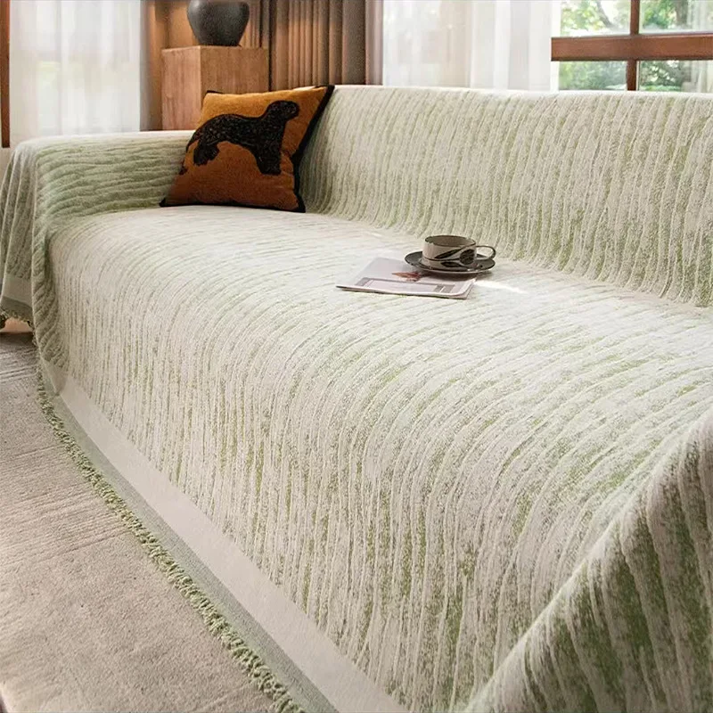 Cream Wind Sofa Blanket Towel Four Seasons Universal Chenille Non Slip Sofa Mat Anti Cat Scratch Integrated  Couch Cover Carpet
