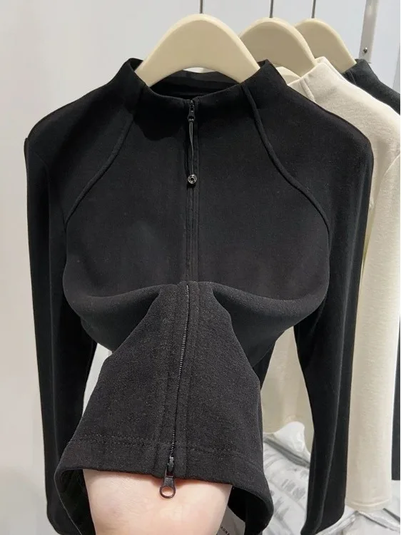 Profundo ey acolchoado para baixo Jaet feminino fino ajuste pulôver f gola alta cardigan sle roupa interior para outono inverno