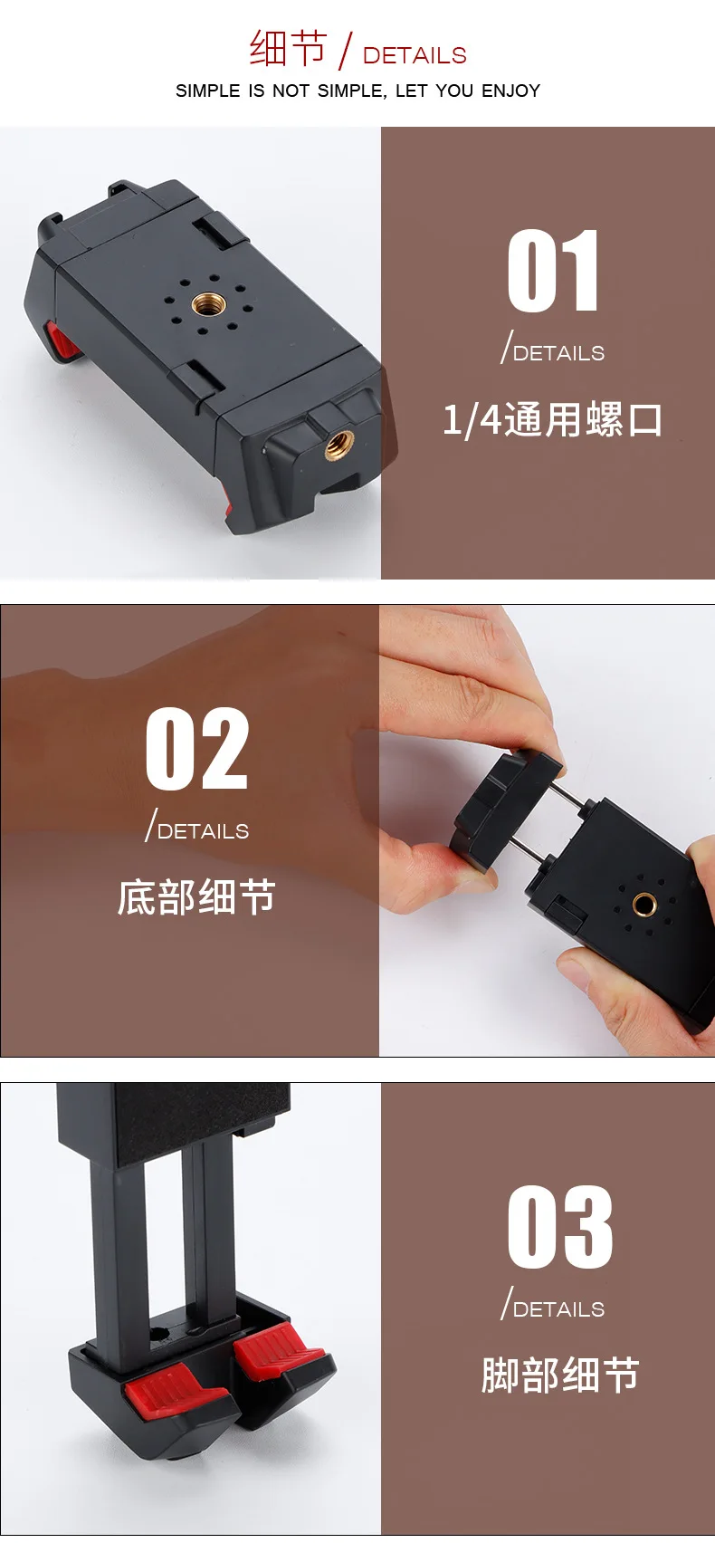 Universal Phone Tablet Clip Multifunctional Cellphone Holder Tripod With 1/4 Screw Adapter for iPad 12.9 Inch Microphone