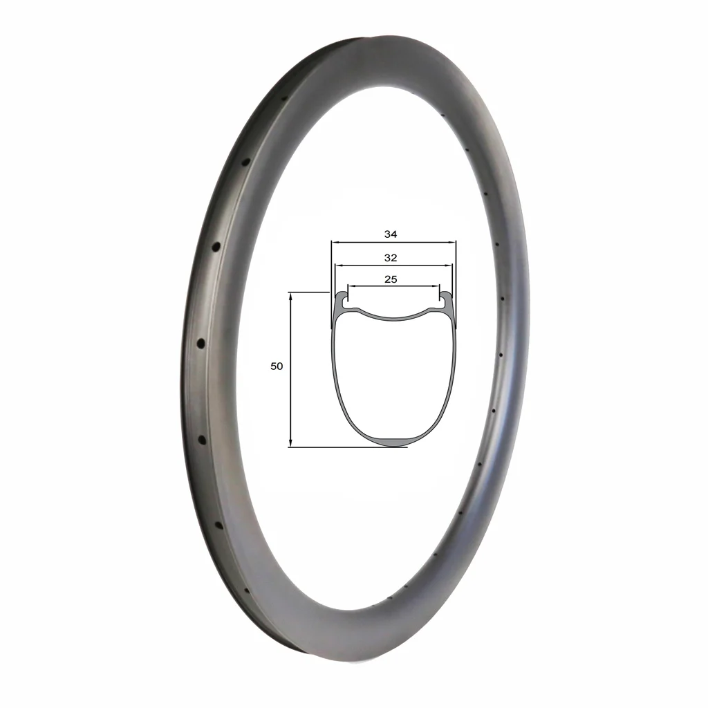 

STLFOnline Shop 700c Bicycle Rim Carbon Bike Road Bike Rim Disc Road 50mm Depth 25mm Width 440g Tubeless Symmetric ERD 543mm