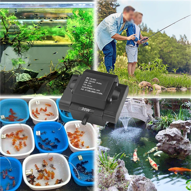 Electromagnetic Air Pump 30L/Min Fish Tank Oxygen Pump Aquarium Breeding High-power Air Pump with Four-hole Accessories 220/110V