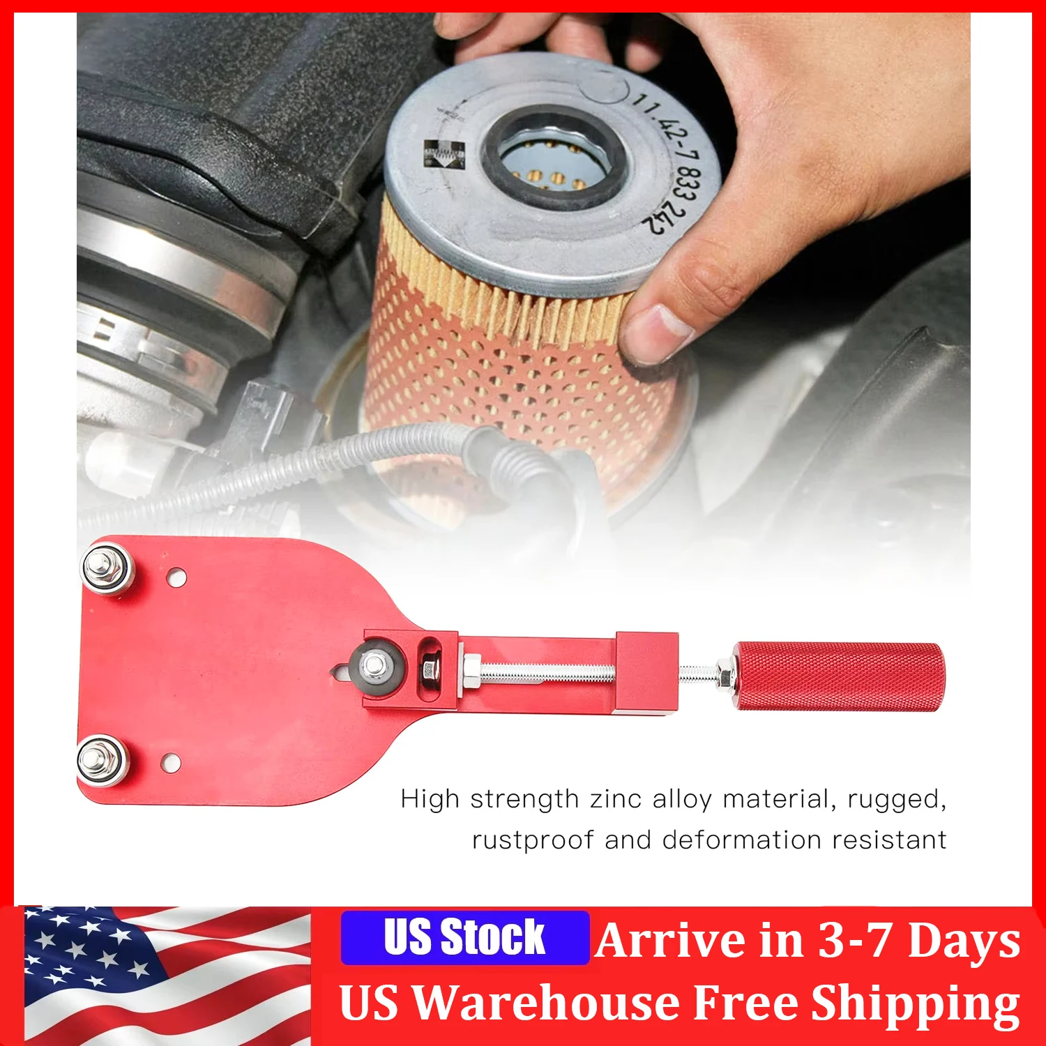 Oil Filter Cutter Tools 77750 Aluminum Alloy Red Cutting Auto Accessories High Quality Filter 2‑3/8in To 5in Cutting Range
