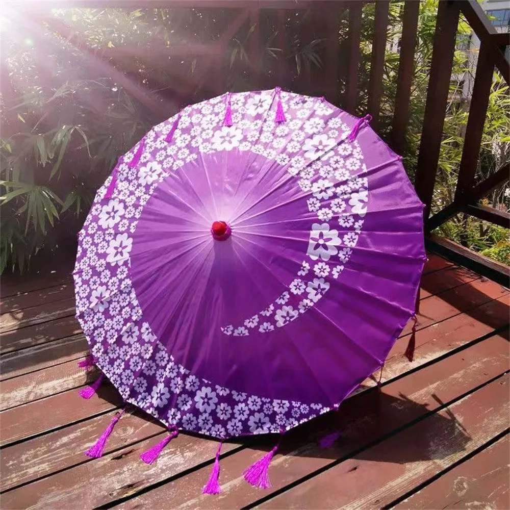 Classic Chinese Oil Paper Umbrella Japanese Style Oil Paint Umbrellas Durable Rain Women's Parsol Sun UV Protection Cosplay Prop