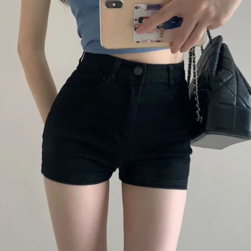 Shorts Frauen Feste Dünne Hohe Taille Design Koreanischen Stil Heiße Damen Stilvolle Alle-spiel Streetwear Täglichen Neue Einfache taschen Sommer