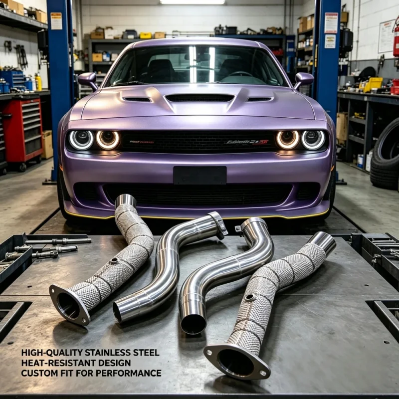 

Выхлопная система из нержавеющей стали для Dodge Challenger SRT Hellcat 6.2L 2016-2024 с теплозащитным экраном, комплект для дооснащения