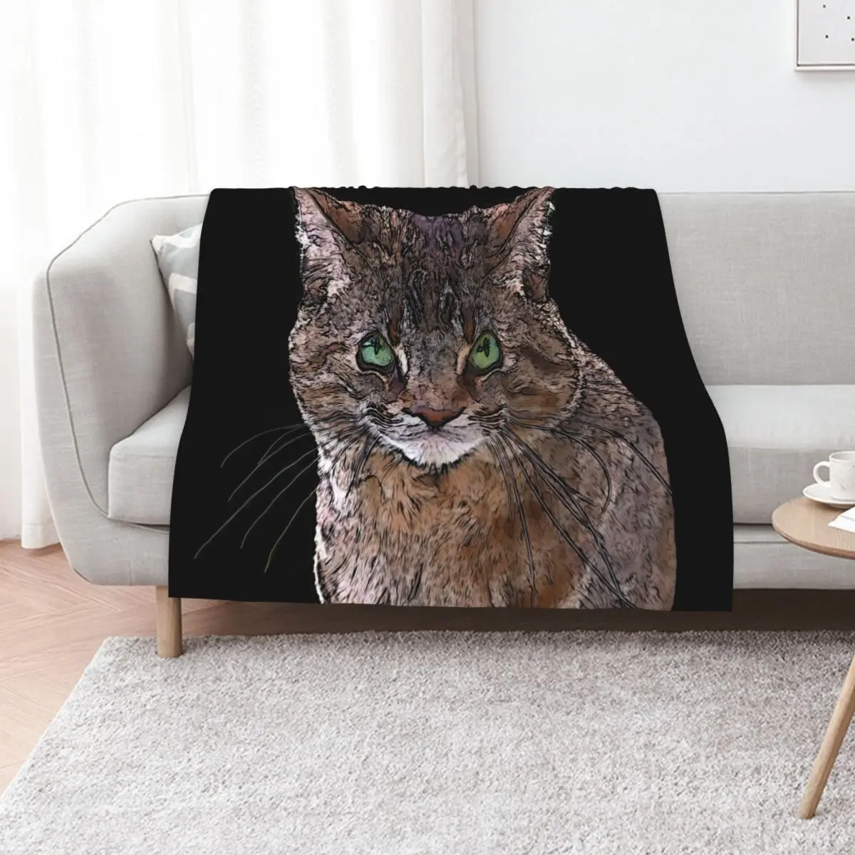 

Cat focus! Throw Blanket Plaid on the sofa Luxury Designer Camping halloween Blankets
