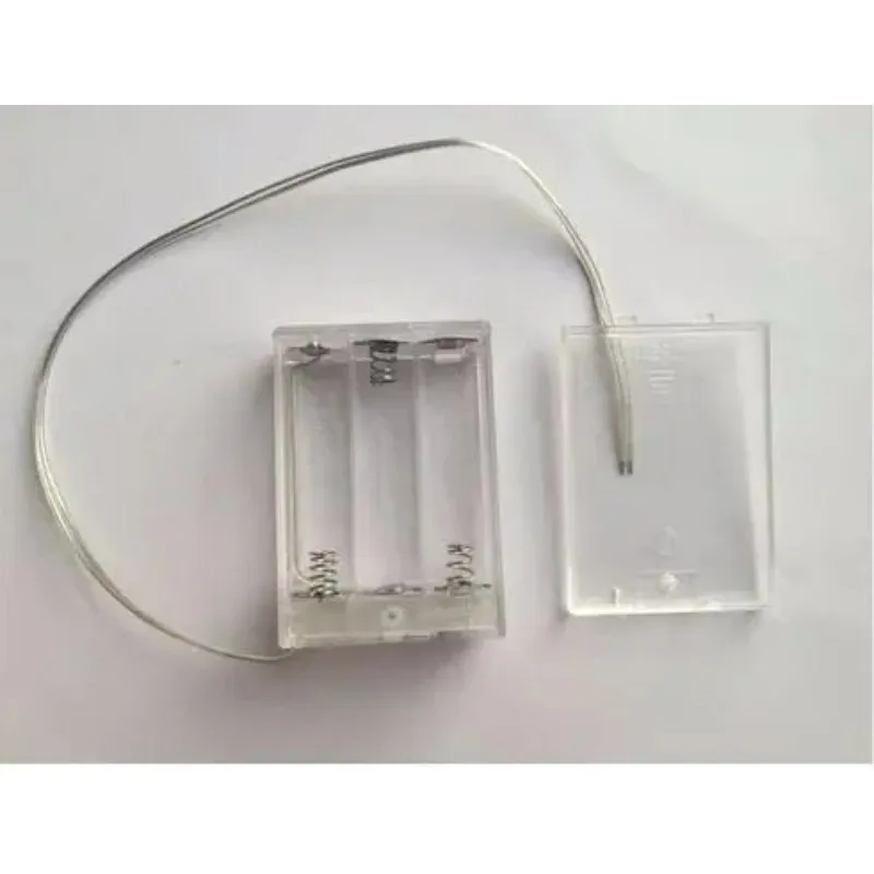 1pcs Transparent Battery Holder 3 AA Cells Case Box With Cable Leads Switch
