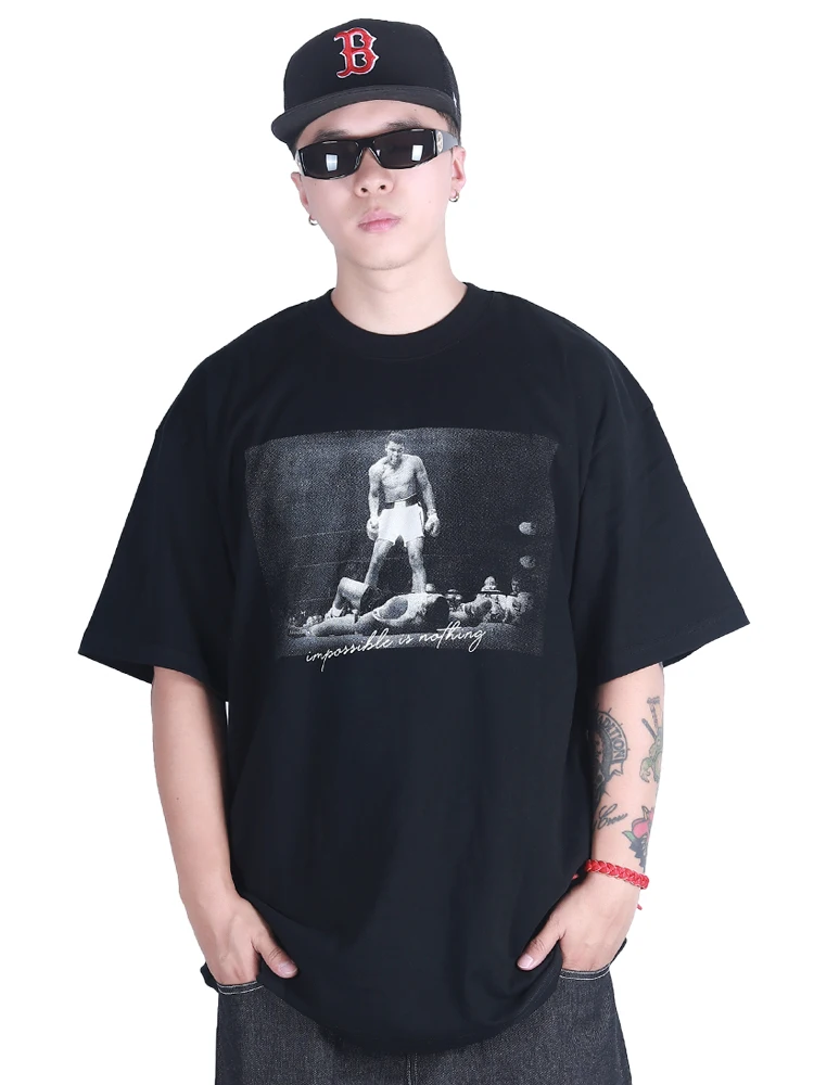 

FBS 23SS Ali Tribute Street Dance Print Hip Hop Loose Fit round Neck Short Sleeve T-Shirt Youth Casual Cotton Summer Top