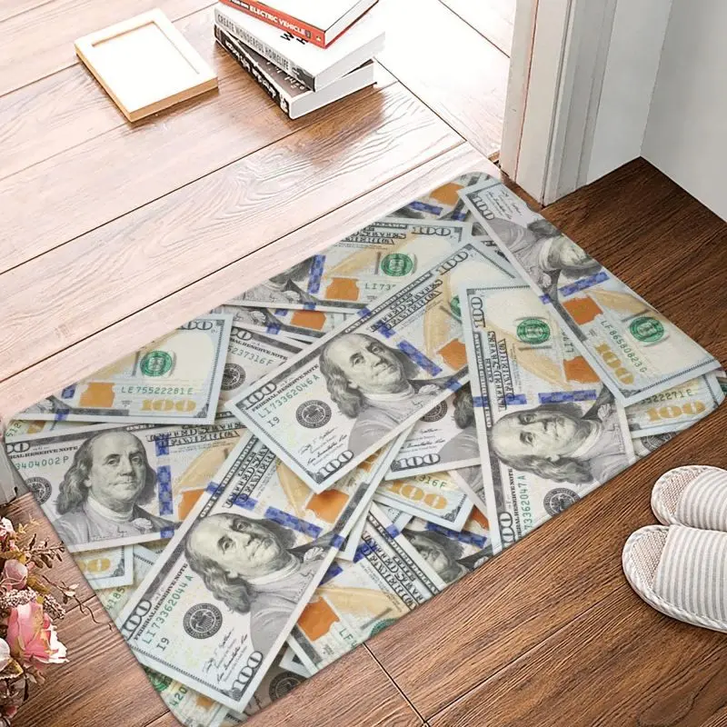 Custom Money Cash Print Doormat Anti-Slip Entrance Kitchen Bathroom Floor Door Mats Dollar Bill Garage Rug Carpet Footpad