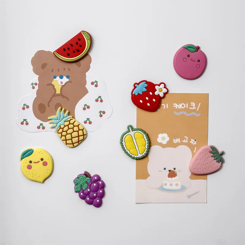 3D Refrigerator Magnetic Stickers Rubber Fridge Magnets Cute Fruits Message Note Fixed House Decoration Supplies