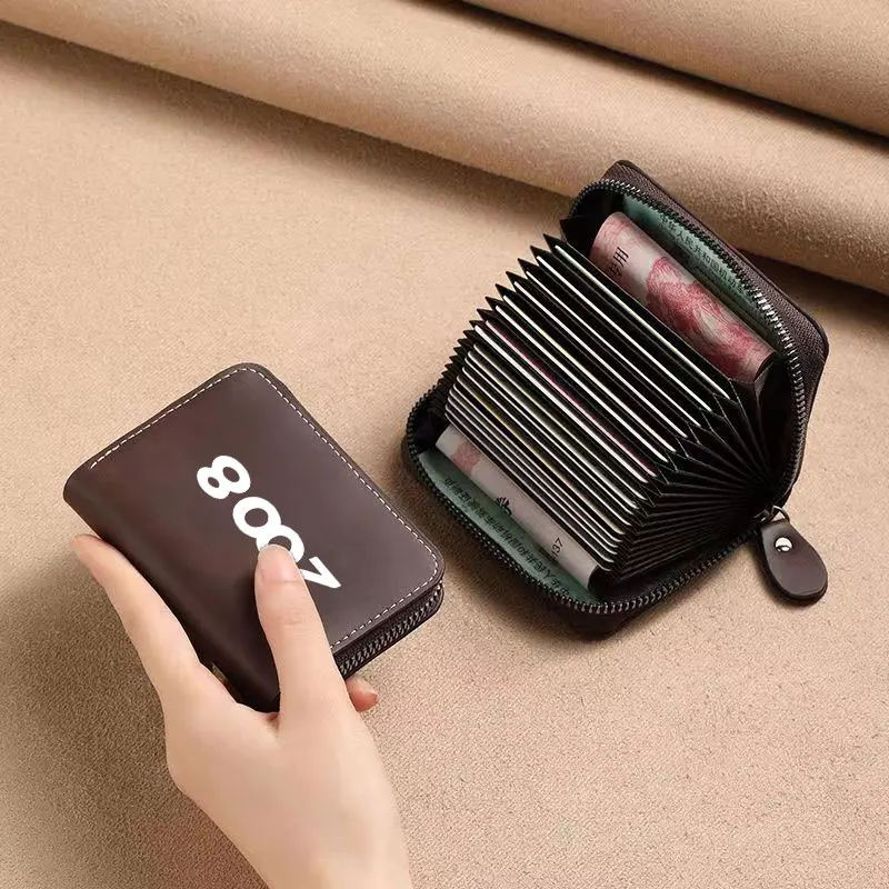 Leather Men Credit Card Holder Zipper Wallet Casual Business Holder Bag For Peugeot 2008 car Accessories