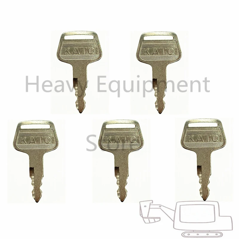 5 Pcs Heavy Construction Equipment Ignition Start Key For Kato Excavator Digger Loader