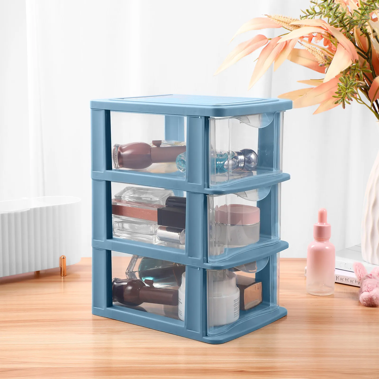 Drawer Style Storage Box Desktop Organizer Simple Design for Office Home Study Plastic PP Container with Drawers Stationery