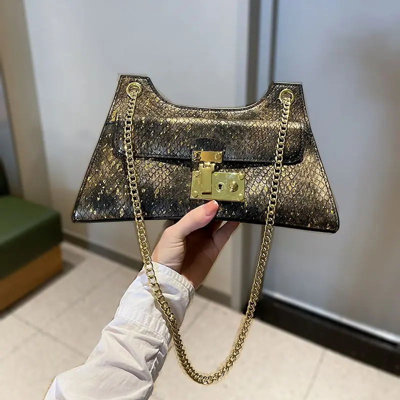 Luxury Designer Brand Сумка Женская New High Quality Leather Chain Underarm 가방 Snake Print Shoulder Bag for Women Bolsa Hot Sale