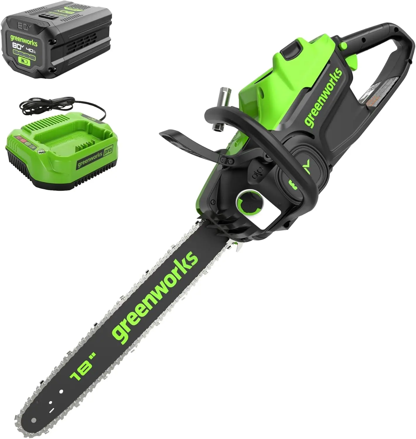 

80V 18" Brushless Cordless Chainsaw (Great For Tree Felling, Limbing, Pruning, and Firewood), 75+ Compatible Tools, 4.0Ah Batter