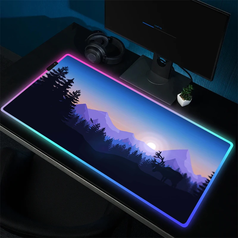 Firewatch Bos Muismat Rgb Antislip Muismat Gamer Hd Print Computer Toetsenbord Mat Led Rubber Muismat Vergrendeling Rand Tapijt