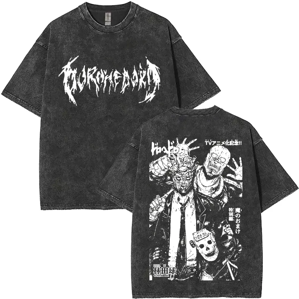 

Anime Dorohedoro Kaiman Washed Retro T-Shirt Men's Gothic Comic Rock T-Shirt Men's Hip Hop T-Shirt Streetwear oversized t shirt