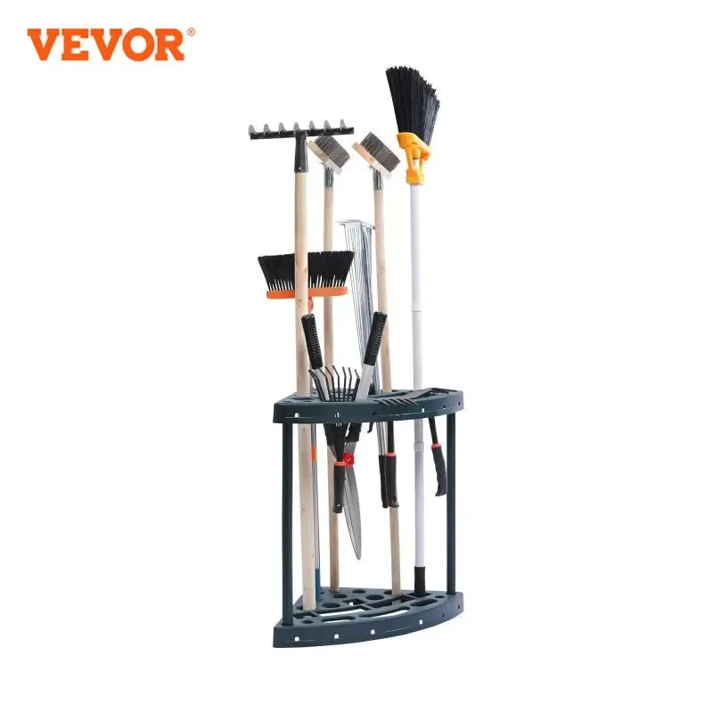 VEVOR 19 Slots Garden Tool Organizer Yard Tool Tower PP Rack Long-Handled Rake/Broom/Shovel Stand Holder for Garage Outdoor